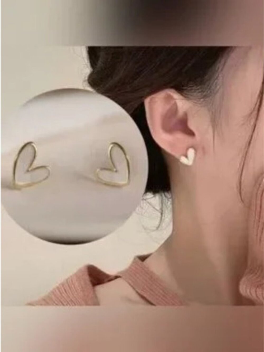 Gold Stainless Steel Heart Stud Earrings
